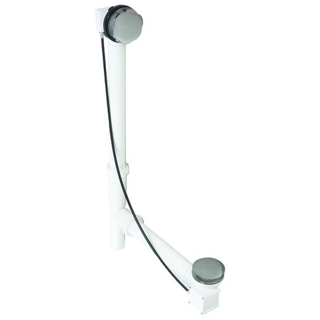 Westbrass 27" Polyethylene Cable Drive Bathtub Pop-Up Drain Kit with Rotary Overflow Knob, Satin Nickel D50P27TLE-07